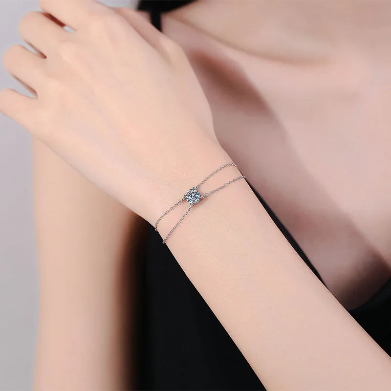 Bracelete Duo Luminoso em Cristal de Moissanite